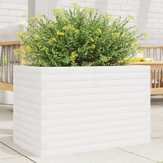 Garden Planter White 70x40x46 cm Solid Wood Pine