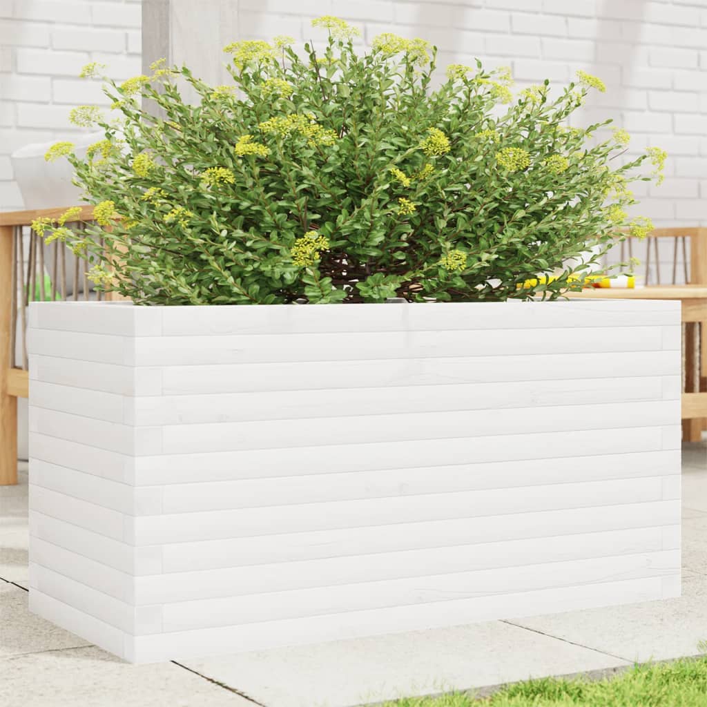 Garden Planter White 90x40x46 cm Solid Wood Pine