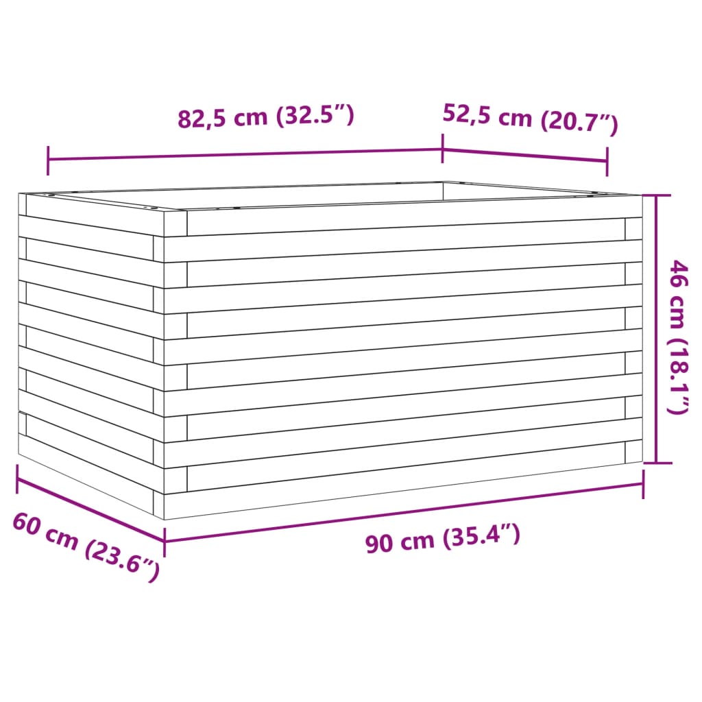 Garden Planter 90x60x46 cm Solid Wood Pine