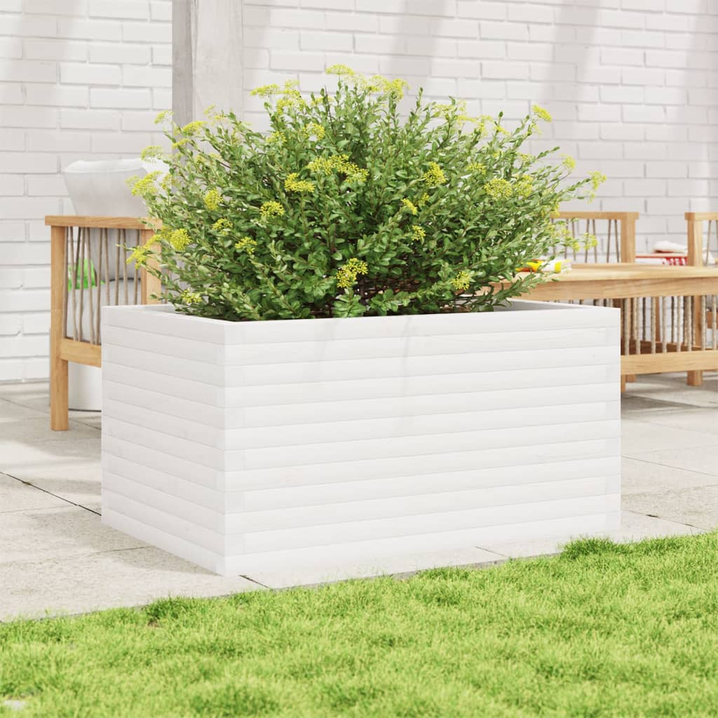 Garden Planter White 90x60x46 cm Solid Wood Pine