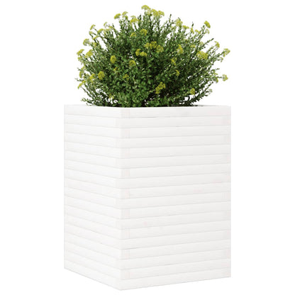 Garden Planter White 50x50x68.5 cm Solid Wood Pine