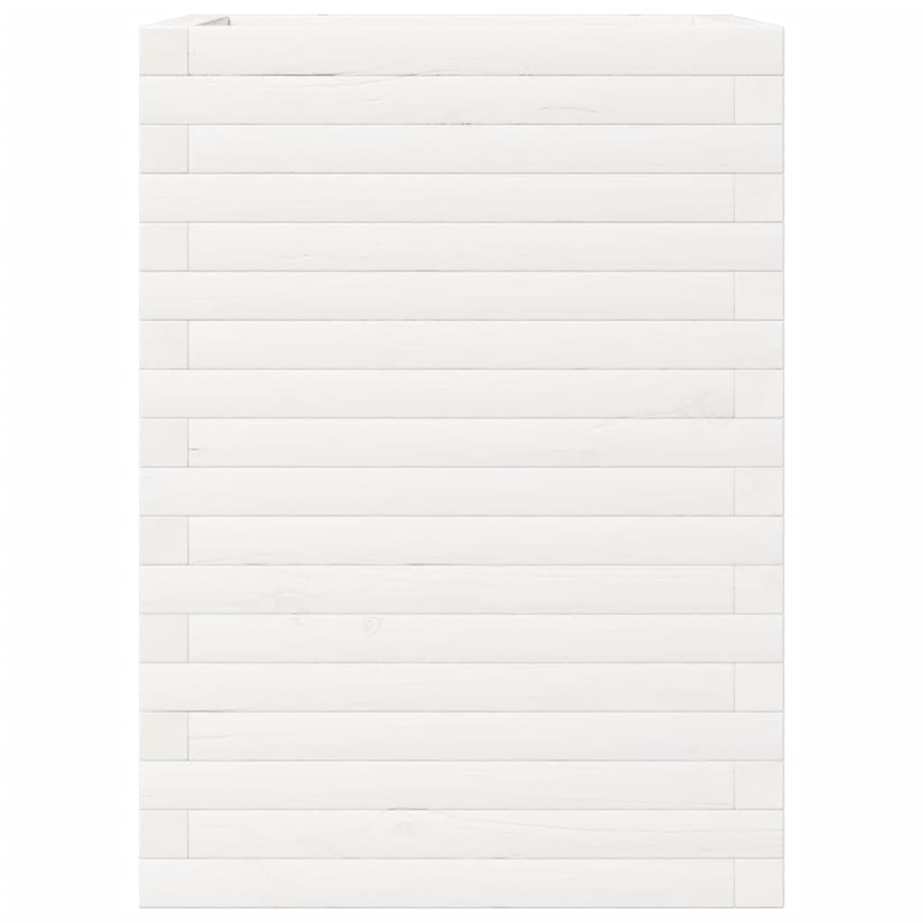 Garden Planter White 50x50x68.5 cm Solid Wood Pine