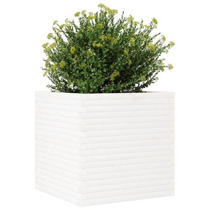Garden Planter White 70x70x68.5 cm Solid Wood Pine