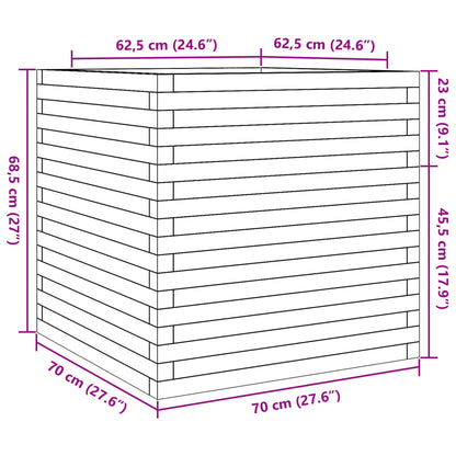 Garden Planter White 70x70x68.5 cm Solid Wood Pine