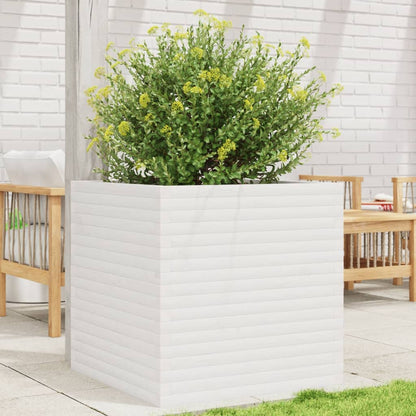 Garden Planter White 70x70x68.5 cm Solid Wood Pine