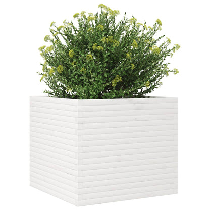 Garden Planter White 80x80x68.5 cm Solid Wood Pine