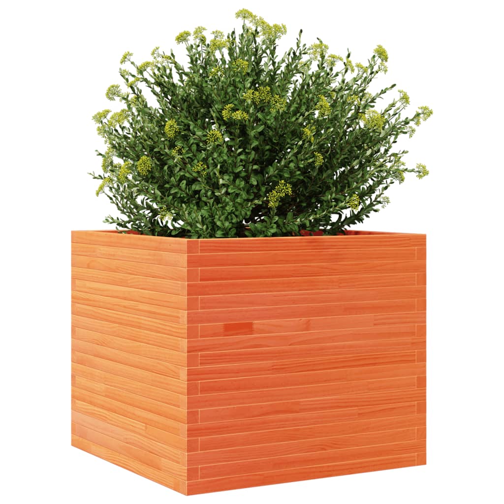 Garden Planter Wax Brown 80x80x68.5 cm Solid Wood Pine
