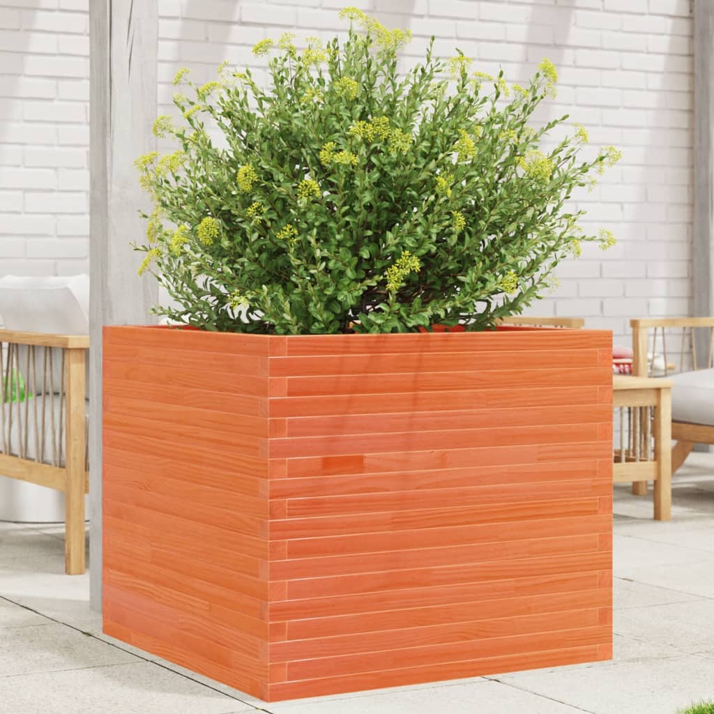 Garden Planter Wax Brown 80x80x68.5 cm Solid Wood Pine
