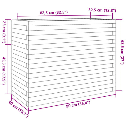 Garden Planter White 90x40x68.5 cm Solid Wood Pine