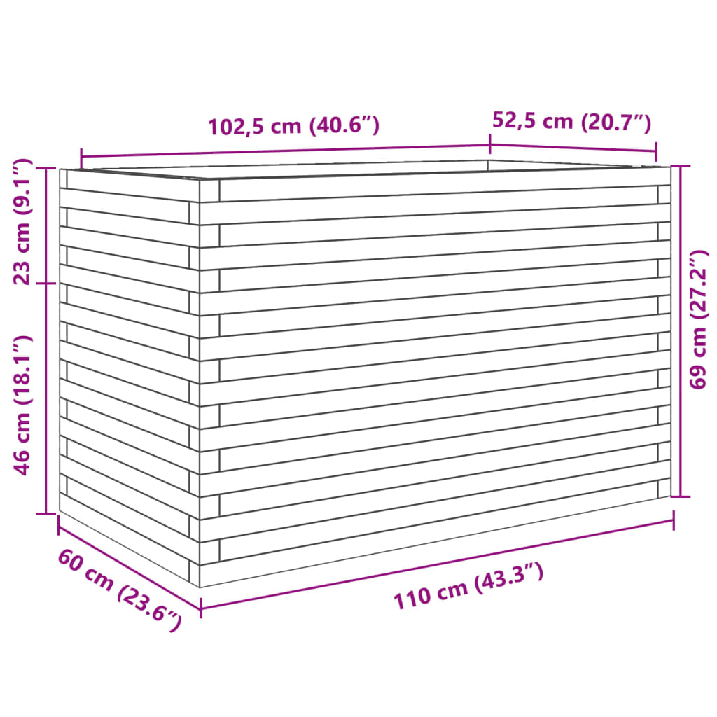Garden Planter 110x60x68.5 cm Impregnated Wood Pine