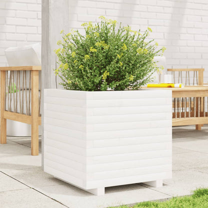 Garden Planter White 50x50x49.5 cm Solid Wood Pine