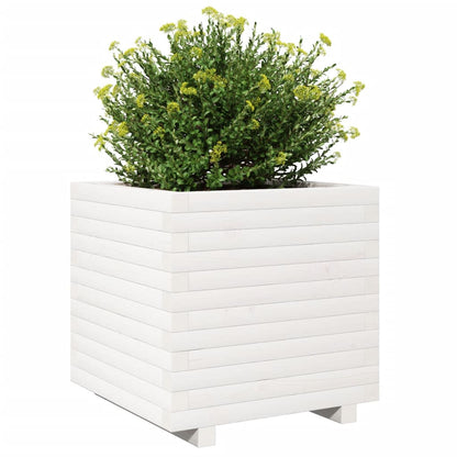 Garden Planter White 50x50x49.5 cm Solid Wood Pine