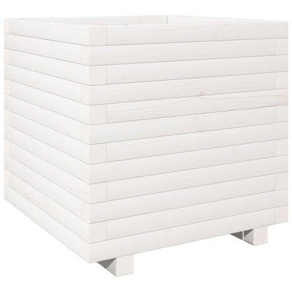 Garden Planter White 50x50x49.5 cm Solid Wood Pine