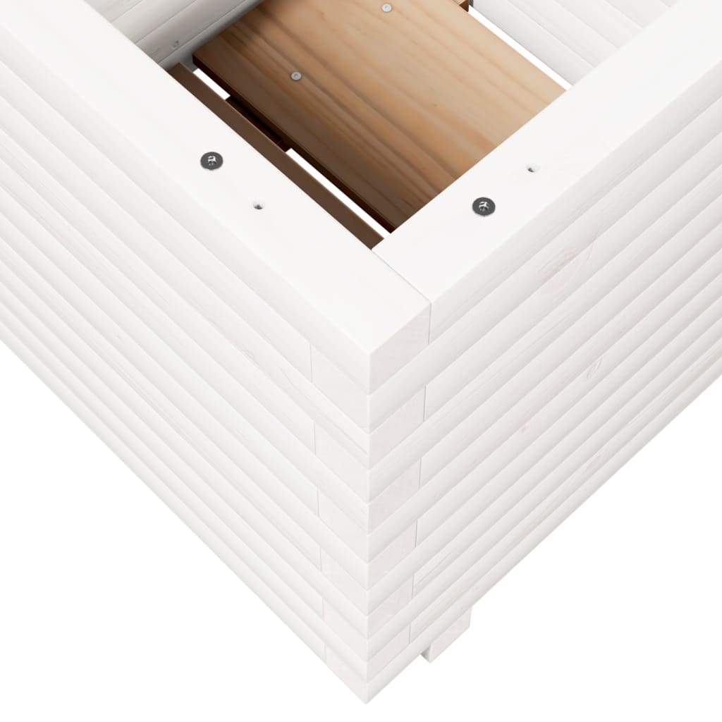 Garden Planter White 50x50x49.5 cm Solid Wood Pine