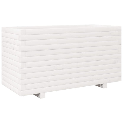 Garden Planter White 90x40x49.5 cm Solid Wood Pine