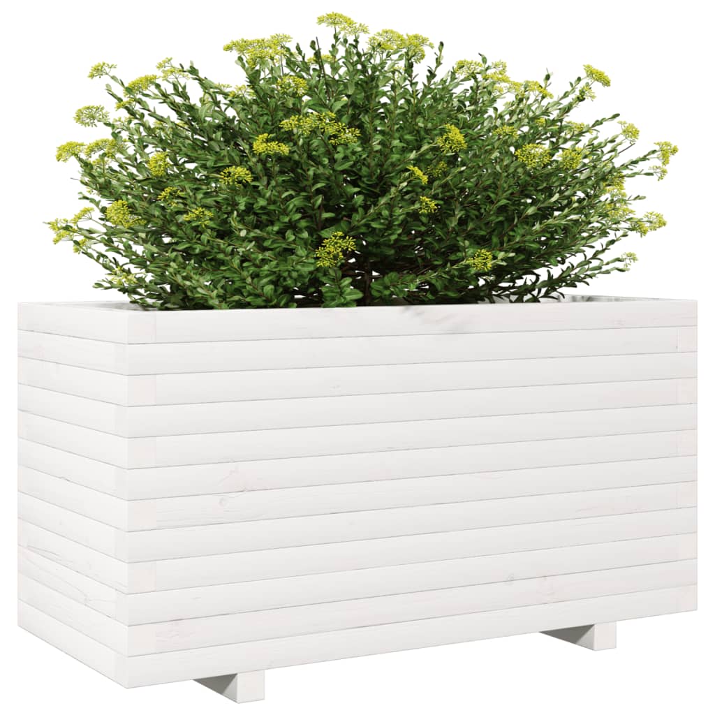 Garden Planter White 90x40x49.5 cm Solid Wood Pine