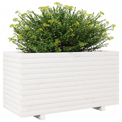 Garden Planter White 90x40x49.5 cm Solid Wood Pine