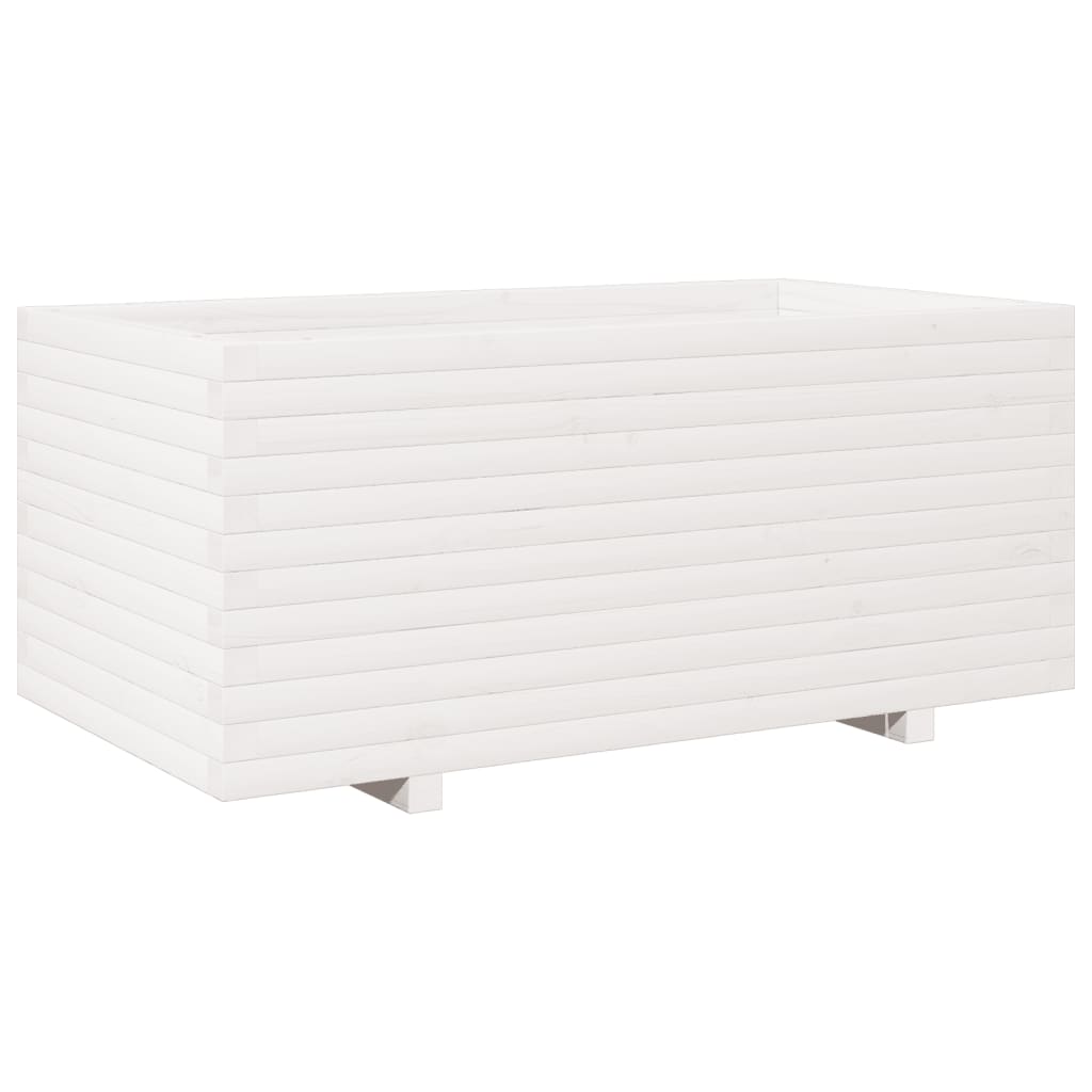 Garden Planter White 110x60x49.5 cm Solid Wood Pine