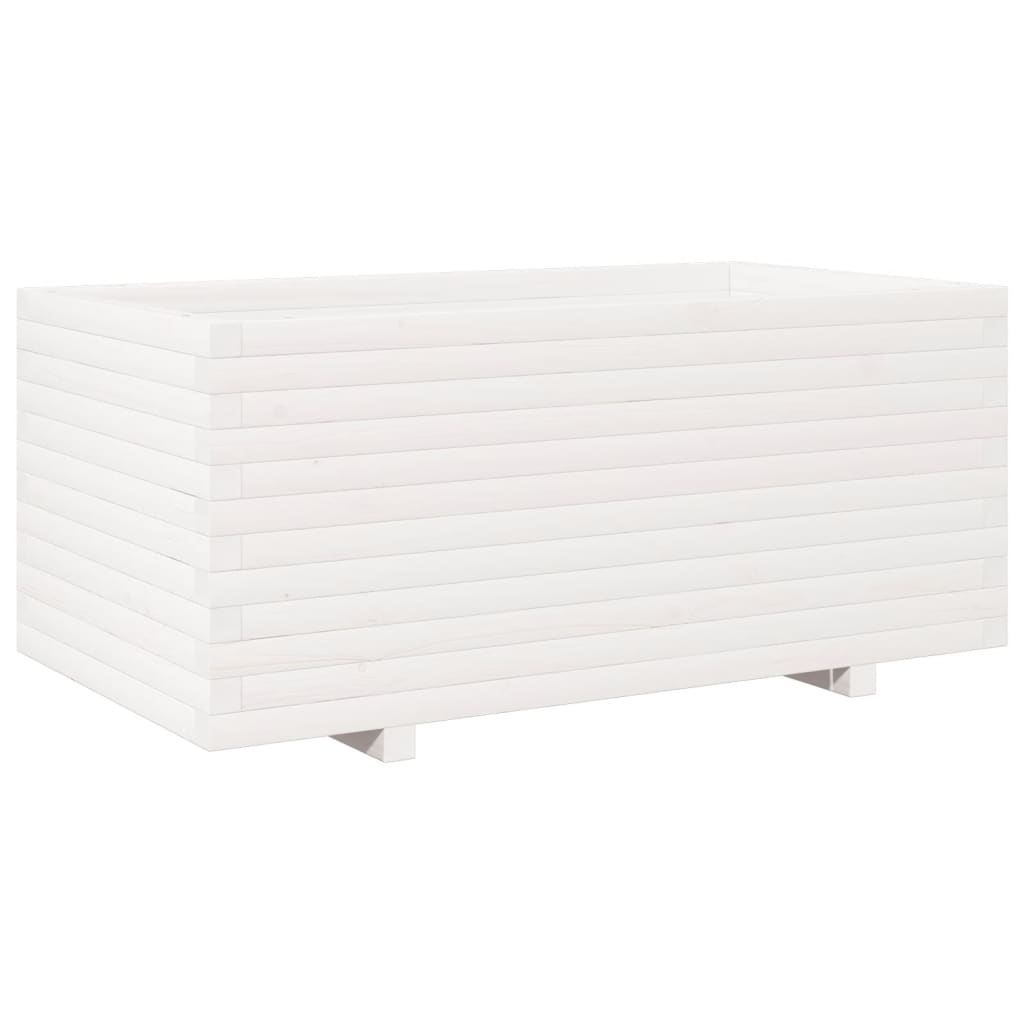Garden Planter White 110x60x49.5 cm Solid Wood Pine