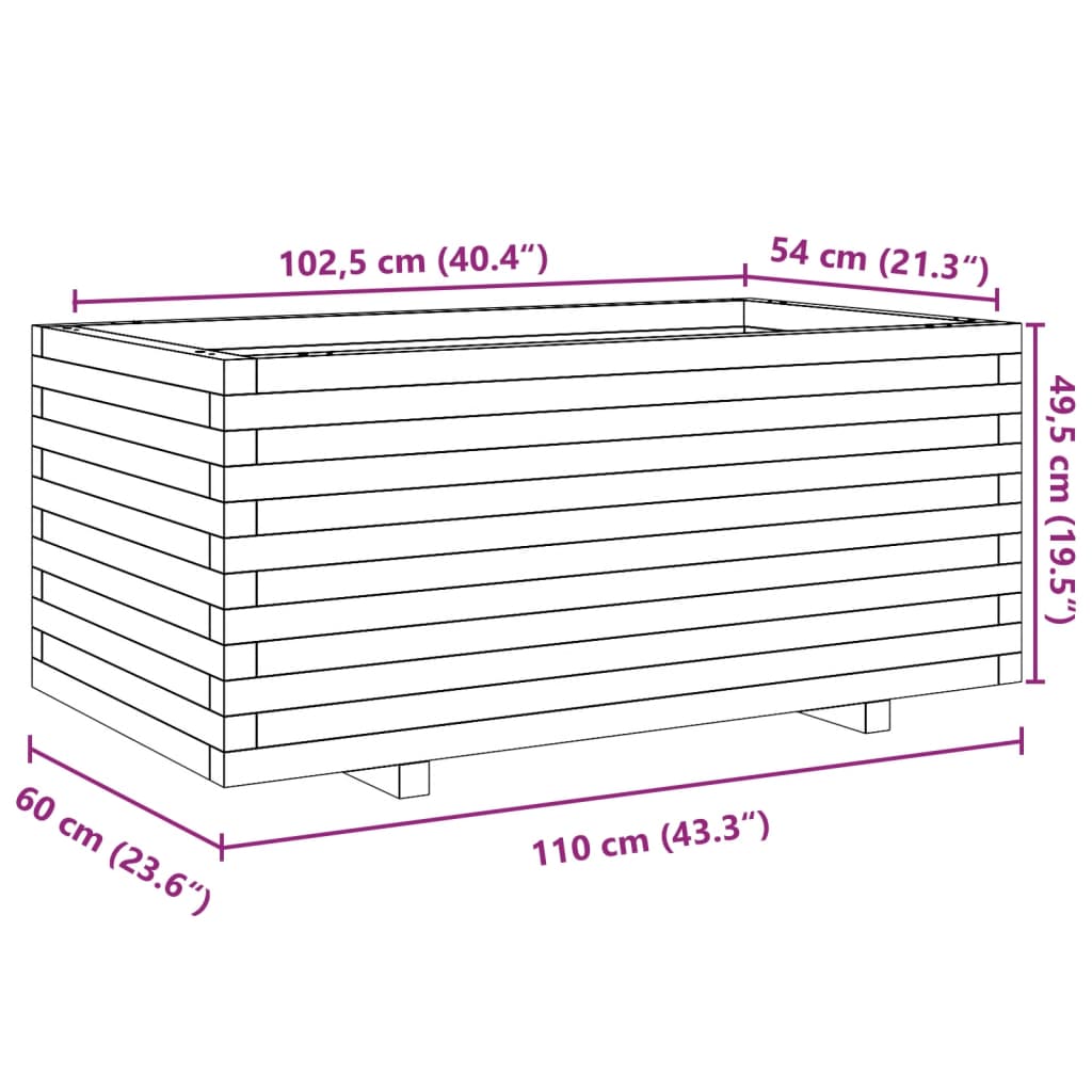 Garden Planter White 110x60x49.5 cm Solid Wood Pine