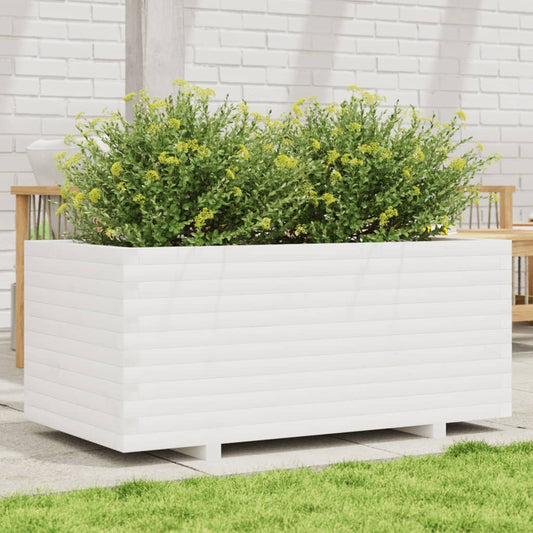 Garden Planter White 110x60x49.5 cm Solid Wood Pine