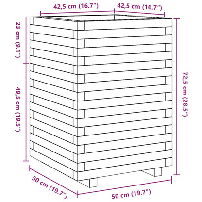 Garden Planter White 50x50x72.5 cm Solid Wood Pine