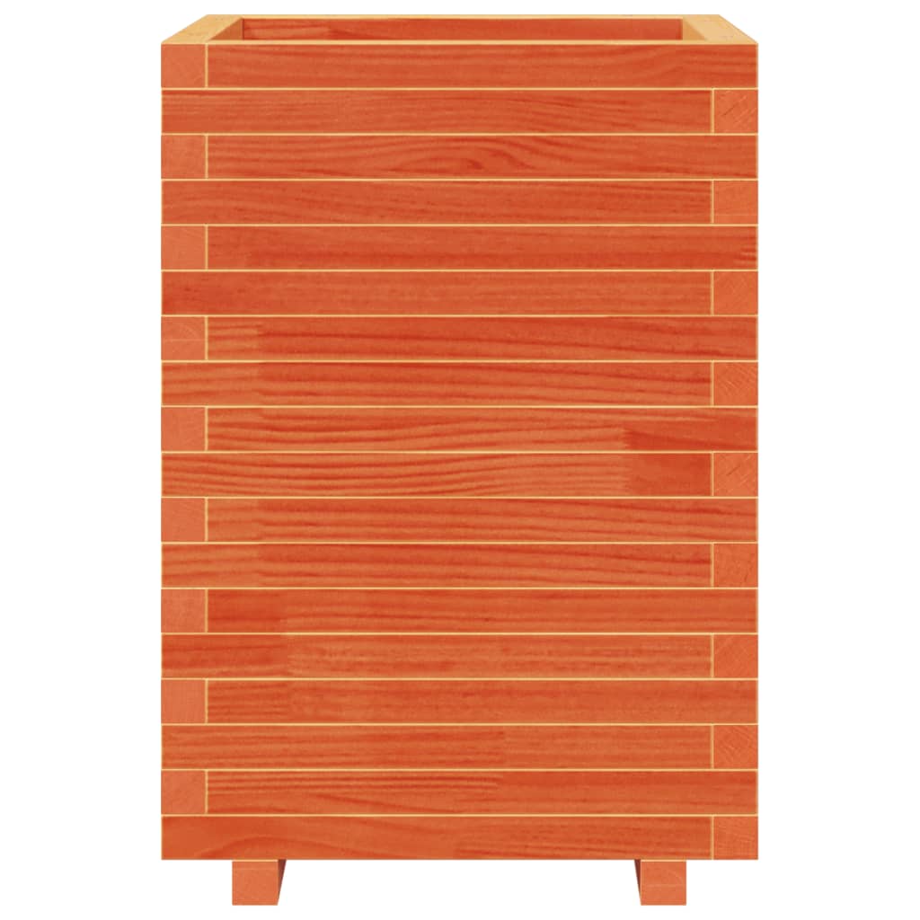 Garden Planter Wax Brown 50x50x72.5 cm Solid Wood Pine