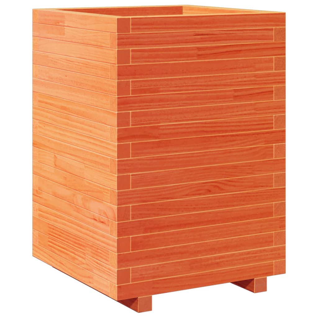 Garden Planter Wax Brown 50x50x72.5 cm Solid Wood Pine