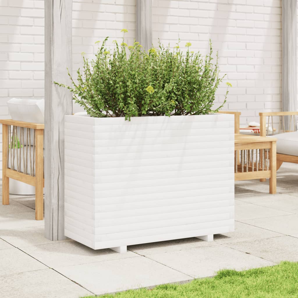 Garden Planter White 90x40x72 cm Solid Wood Pine