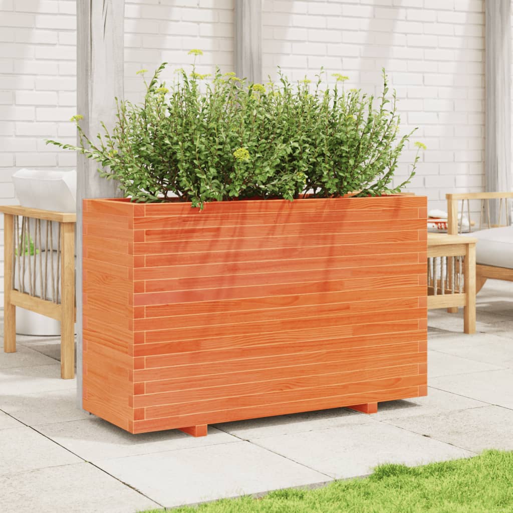 Garden Planter Wax Brown 110x40x72 cm Solid Wood Pine