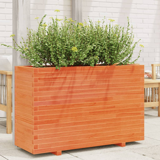 Garden Planter Wax Brown 110x40x72 cm Solid Wood Pine