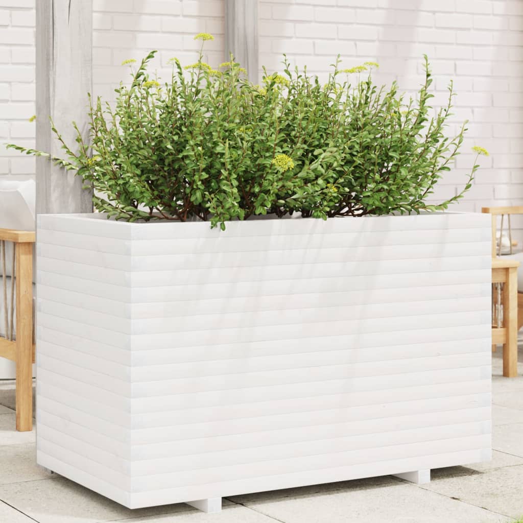 Garden Planter White 110x60x72 cm Solid Wood Pine