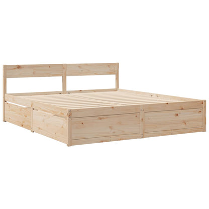 Bed with Drawers and Mattress 200x200 cm Solid Wood Pine