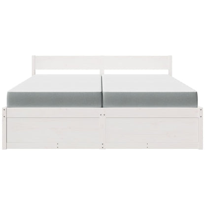 Bed with Drawers and Mattress White 200x200 cm Solid Wood Pine