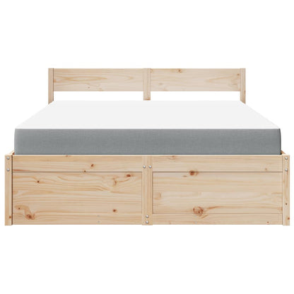 Bed with Drawers and Mattress 160x200 cm Solid Wood Pine
