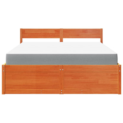 Bed with Drawers and Mattress Wax Brown 160x200 cm Solid Wood Pine