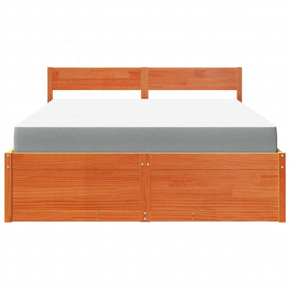 Bed with Drawers and Mattress Wax Brown 140x200 cm Solid Wood Pine