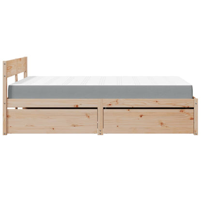 Bed with Drawers and Mattress 120x200 cm Solid Wood Pine