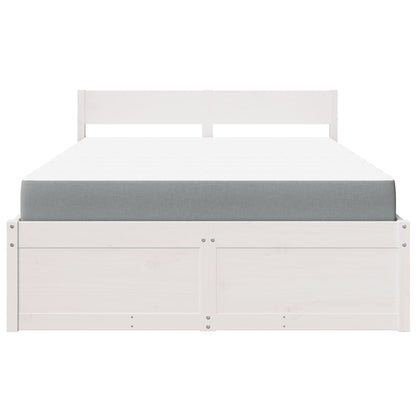Bed with Drawers and Mattress White 120x200 cm Solid Wood Pine