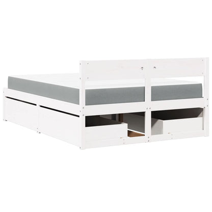 Bed with Drawers and Mattress White 120x200 cm Solid Wood Pine