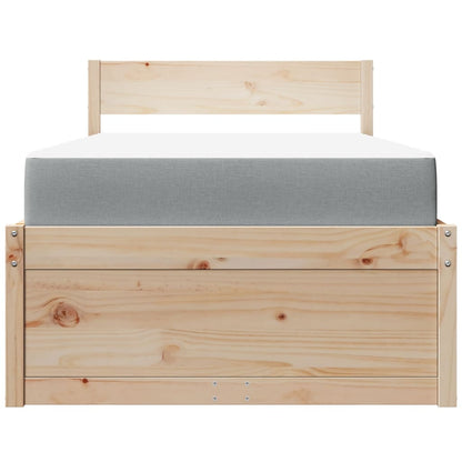 Bed with Drawers and Mattress 90x200 cm Solid Wood Pine