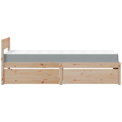 Bed with Drawers and Mattress 90x200 cm Solid Wood Pine