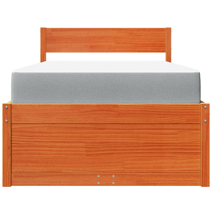 Bed with Drawers and Mattress Wax Brown 90x200 cm Solid Wood Pine