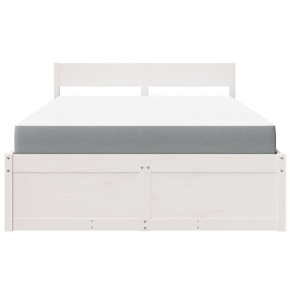 Bed with Drawers and Mattress White 140x190 cm Solid Wood Pine
