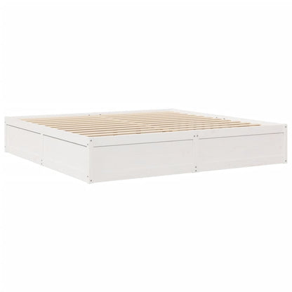 Bed with Mattress White 200x200 cm Solid Wood Pine