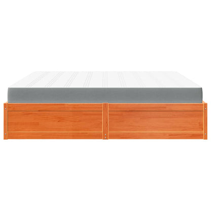 Bed with Mattress Wax Brown 200x200 cm Solid Wood Pine