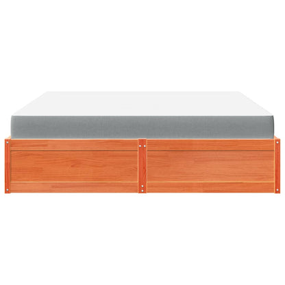 Bed with Mattress Wax Brown 180x200 cm Super King Solid Wood Pine