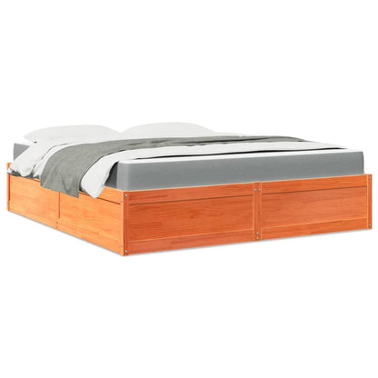 Bed with Mattress Wax Brown 180x200 cm Super King Solid Wood Pine