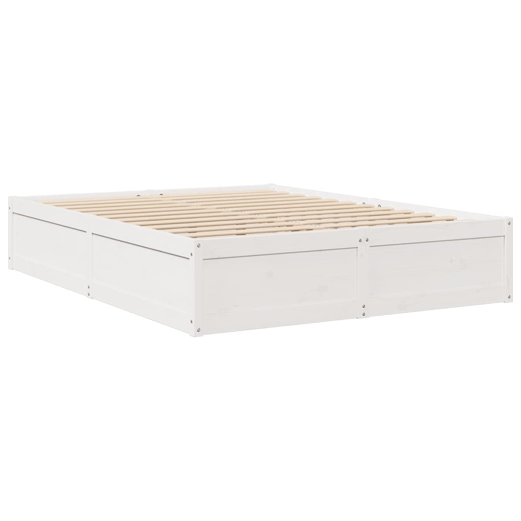 Bed with Mattress White 160x200 cm Solid Wood Pine
