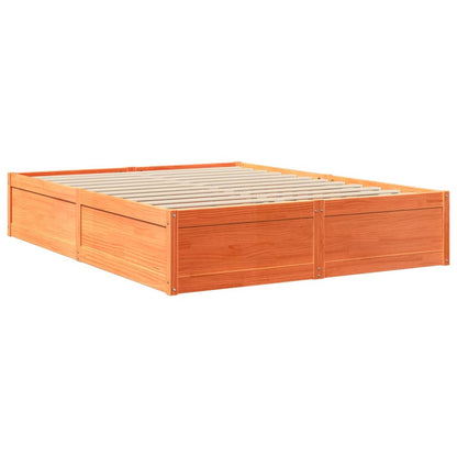 Bed with Mattress Wax Brown 160x200 cm Solid Wood Pine